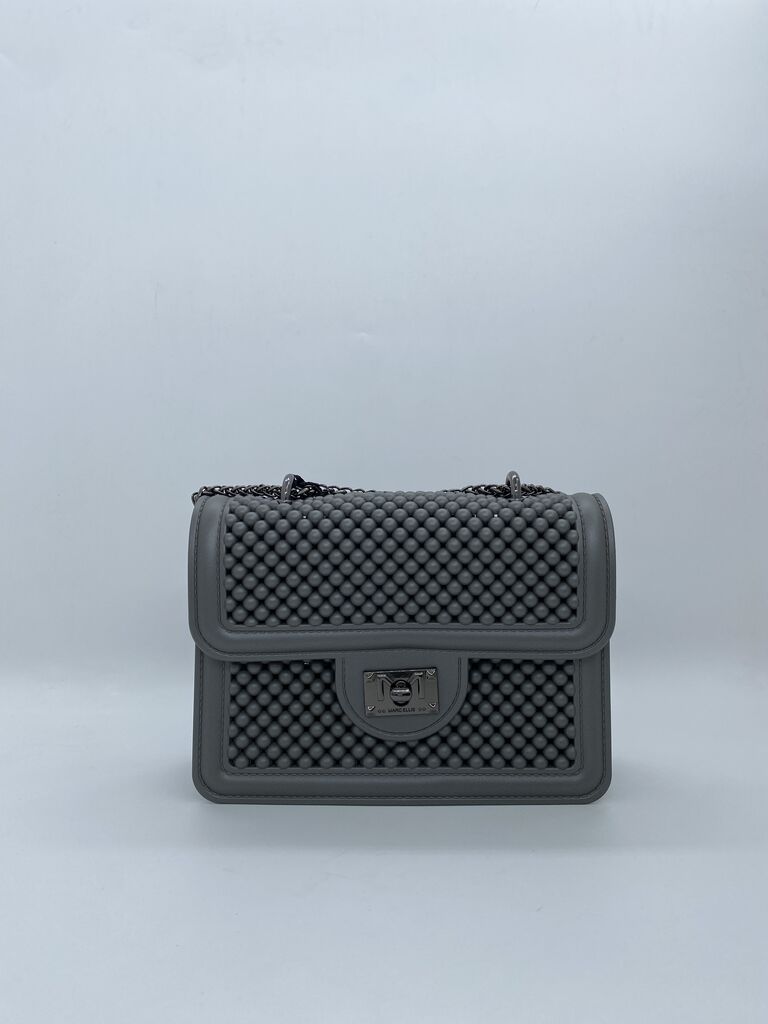 Charcoal Quilted Crossbody Bag with Chain Strap
