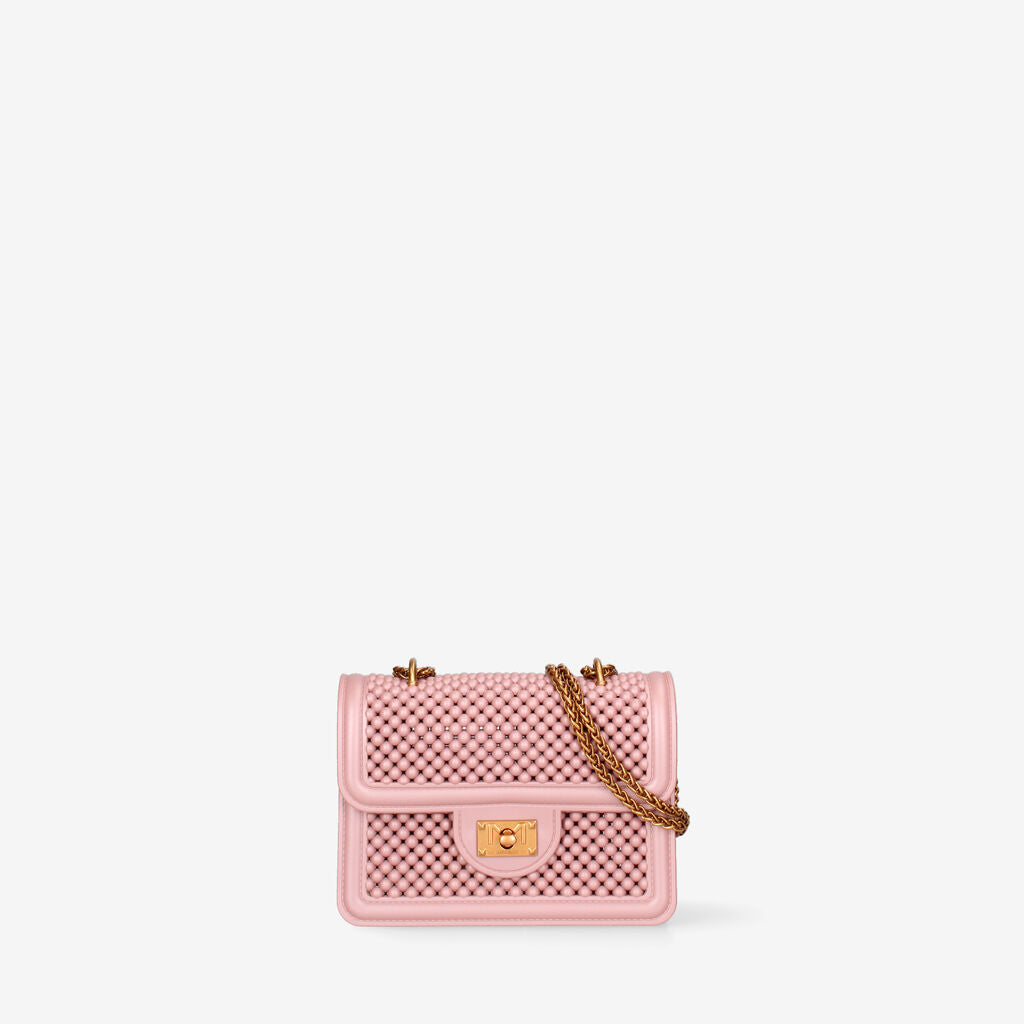 Pink Quilted Shoulder Bag with Gold Accents