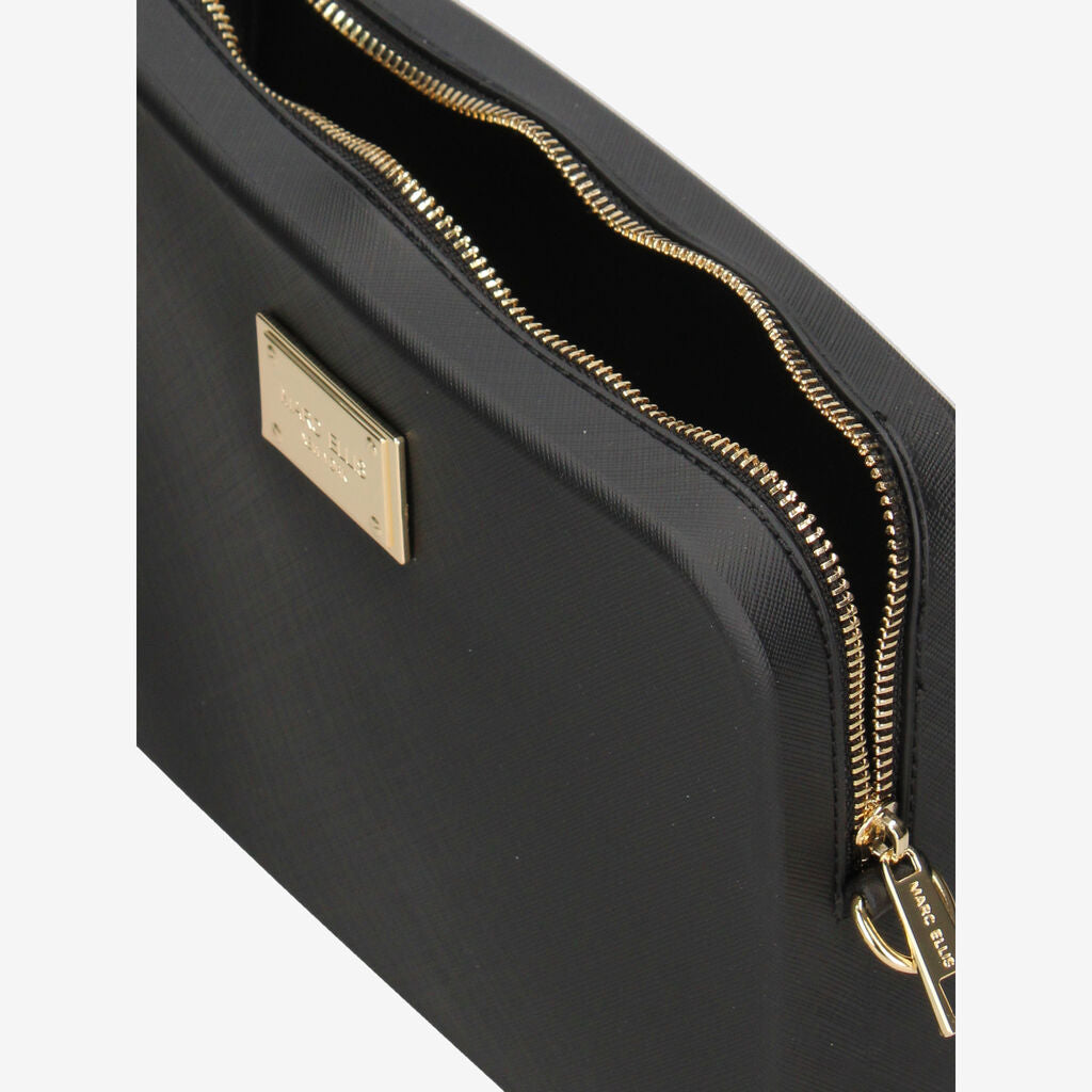 Black Structured Clutch with Gold Accent