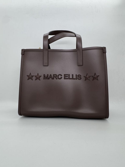 Brown Embossed Logo Tote Bag with Dual Handles