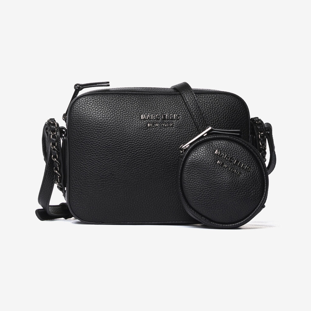 Black Textured Crossbody with Coin Pouch
