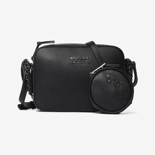 Black Textured Crossbody with Coin Pouch