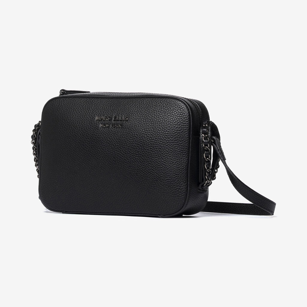 Black Textured Crossbody with Coin Pouch