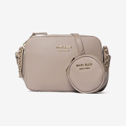 Taupe Textured Crossbody with Coin Pouch