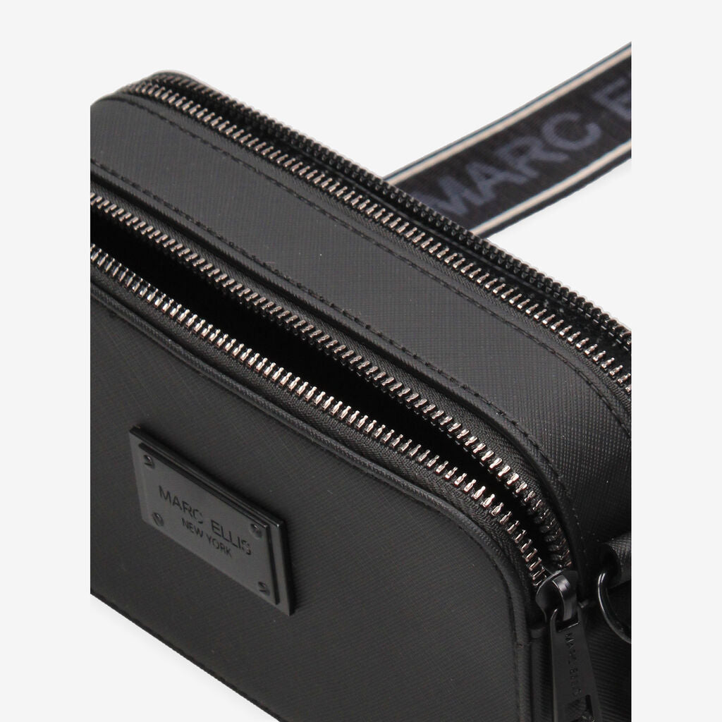 Black Nylon Crossbody Bag with Logo Strap