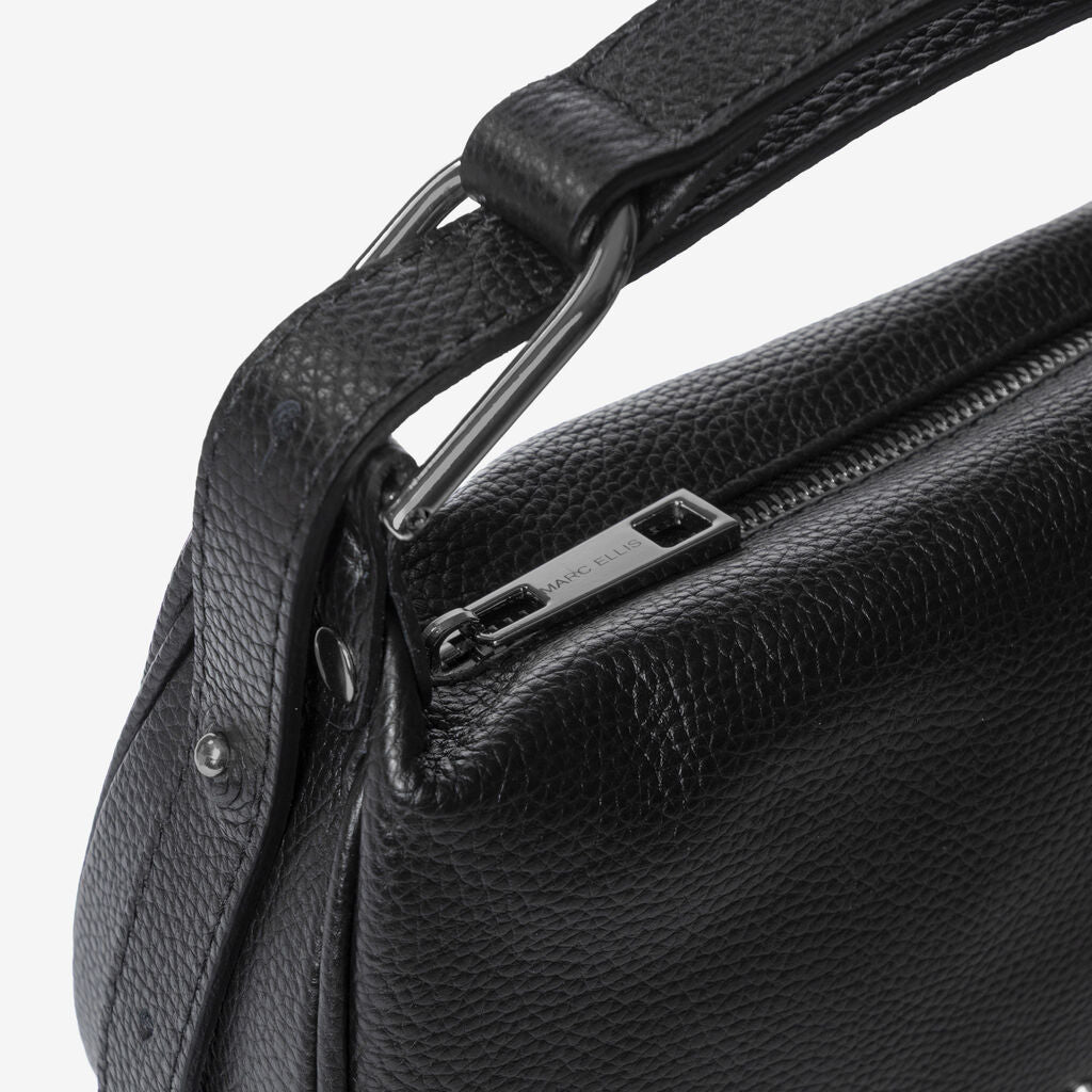 Black Textured Shoulder Bag with Adjustable Strap