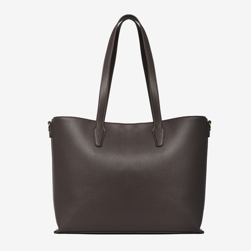 Chocolate Textured Tote with Chain Detail