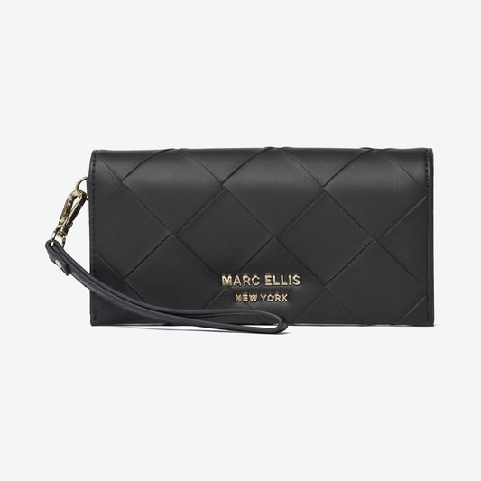 Black Quilted Leather Wristlet