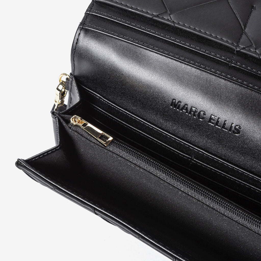 Black Quilted Leather Wristlet