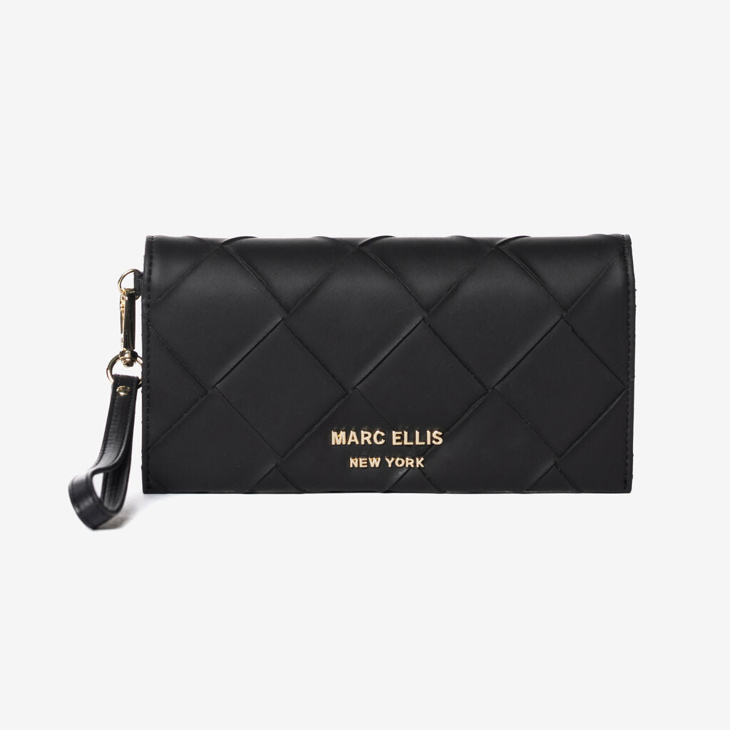 Black Quilted Leather Wristlet