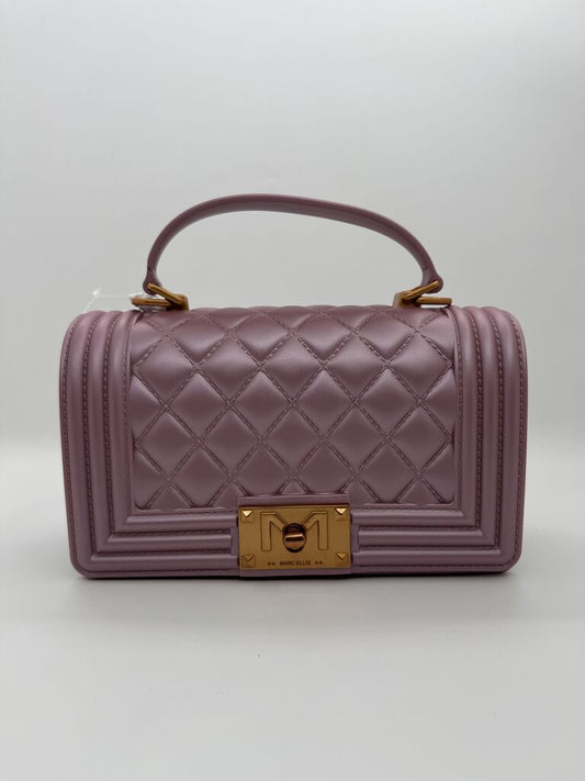 Lilac Quilted Handbag with Gold-Tone Clasp