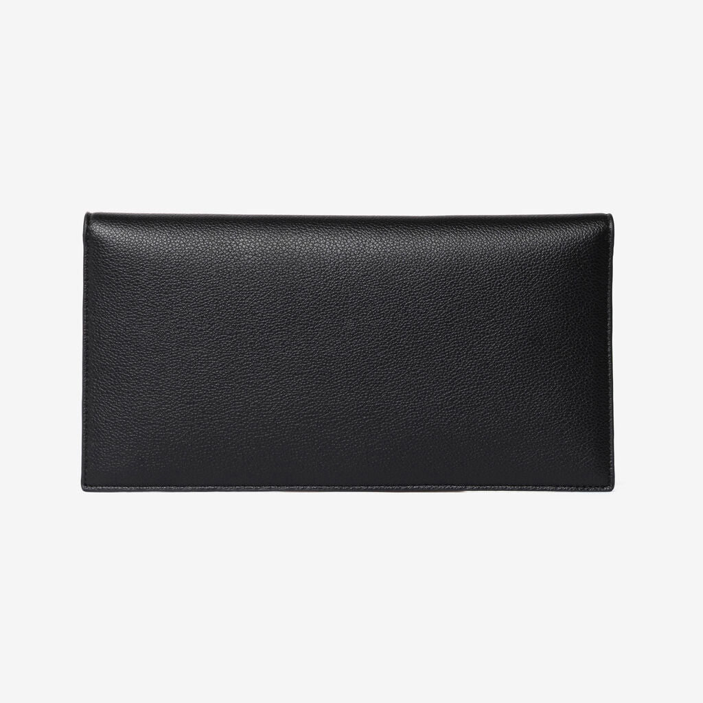 Black Textured Clutch with Gold Chain Strap