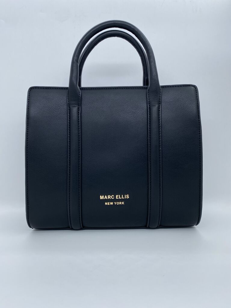 Black Structured Tote Bag with Dual Handles