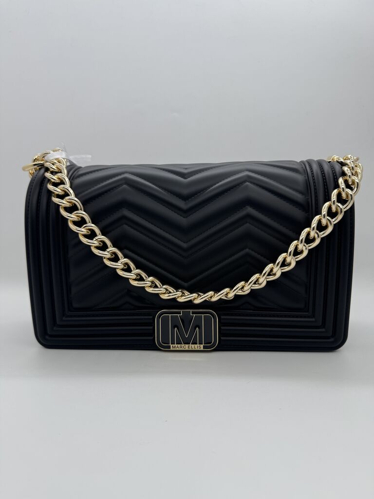 Black Quilted Chain Bag with Gold Hardware