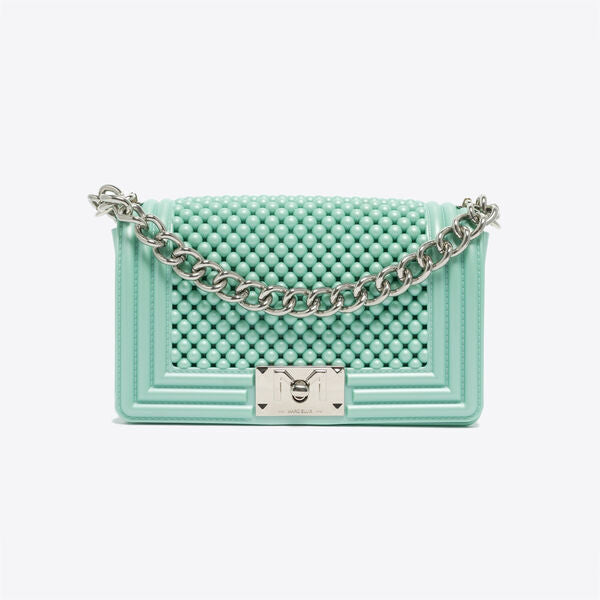Mint Textured Handbag with Chain Detail