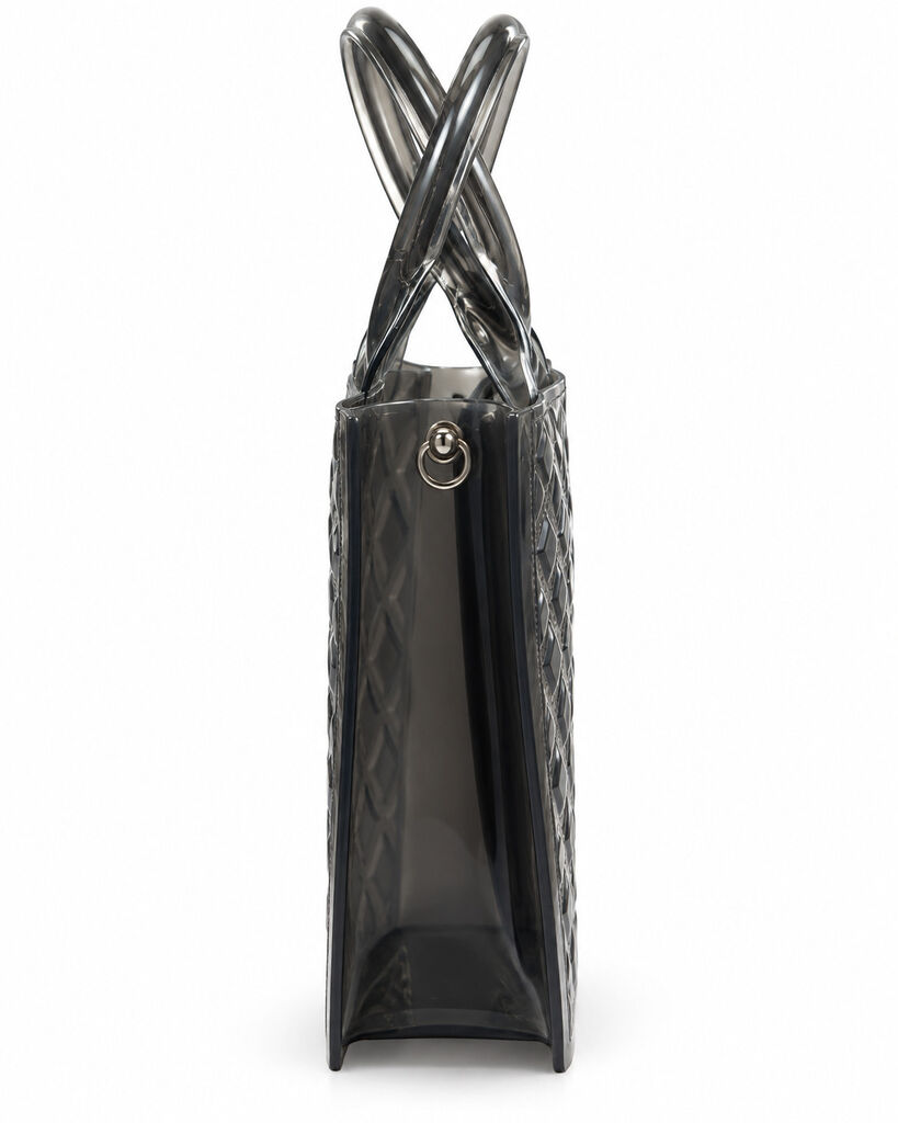 Black Quilted Tote Bag with Logo Strap