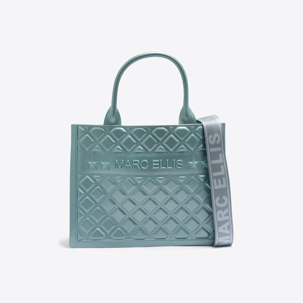 Mint Quilted Tote with Embossed Logo and Star Detail