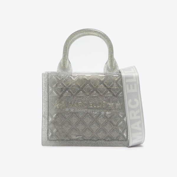 Silver Glitter Tote with Quilted Finish