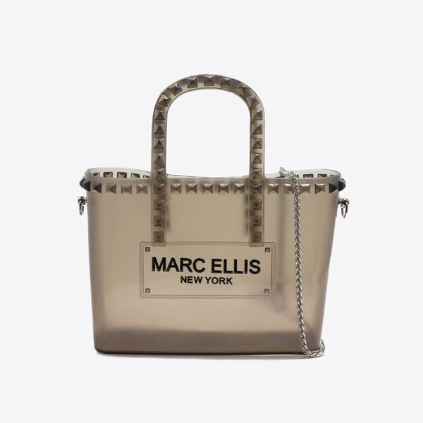 Transparent Studded Tote Bag with Chain Strap