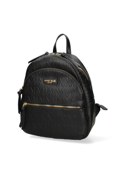 Black Quilted Backpack with Gold Accents