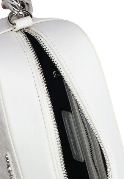 White Faux Leather Crossbody Bag with Chain Detail