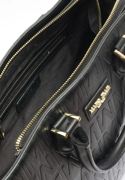 Black Embossed Logo Tote with Dual Handles