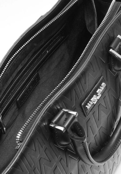 Black Embossed Tote with Detachable Strap