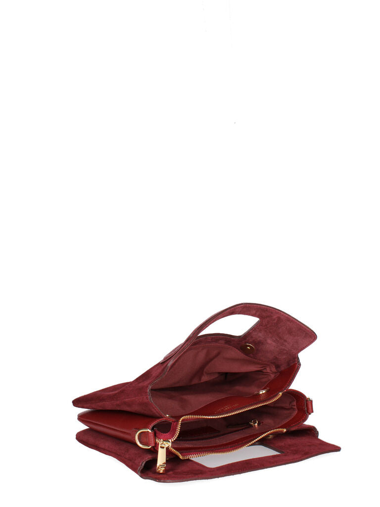 Burgundy Suede Clutch with Cutout Handle