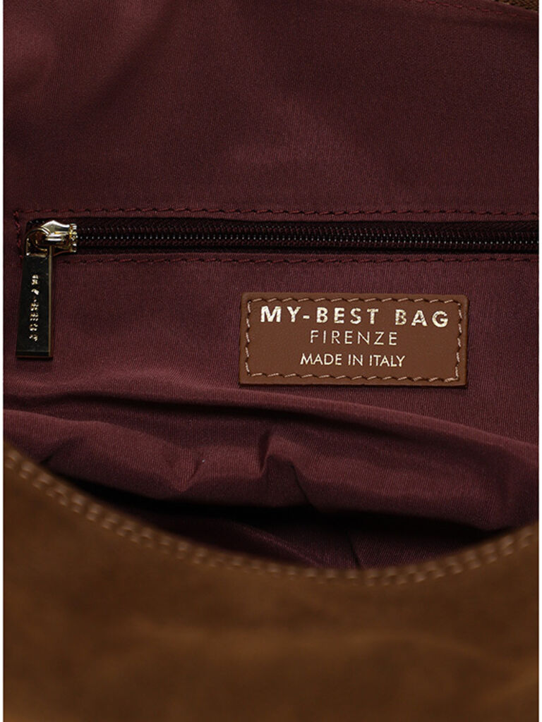 Brown Suede Shoulder Bag with Tassel Accent