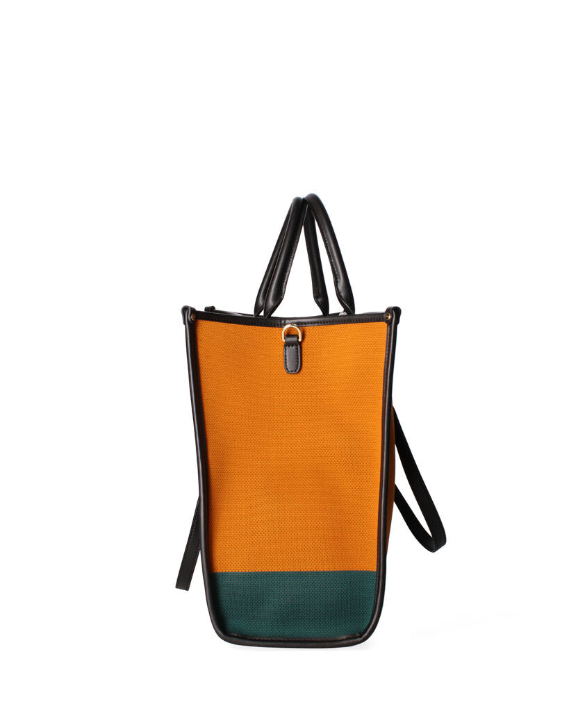 Orange Canvas Tote Bag with Artistic Jaguar Design