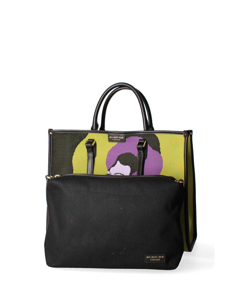 Multicolor Canvas Tote with Graphic Design