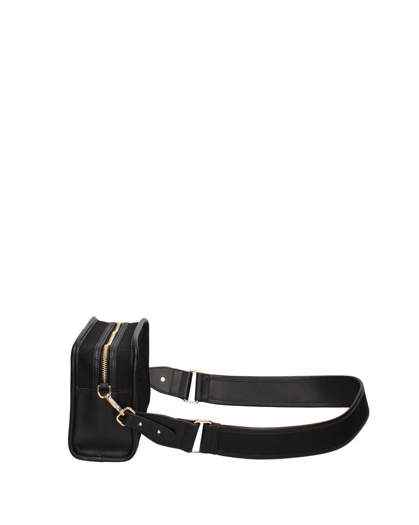 Black Embossed Crossbody Bag with Adjustable Strap