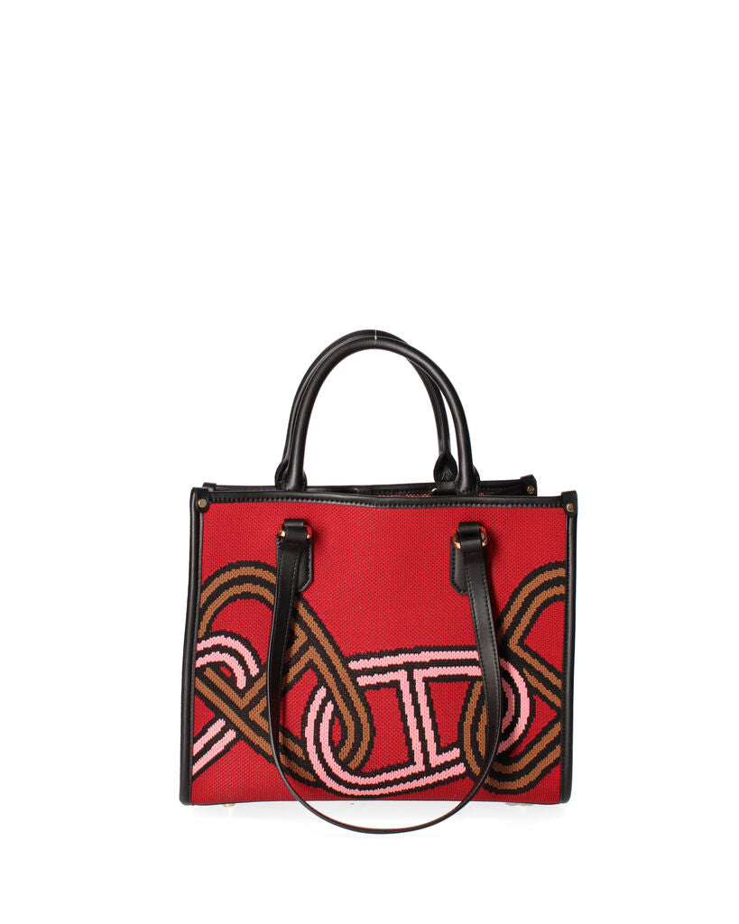 Red Abstract Tote Bag with Top Handles