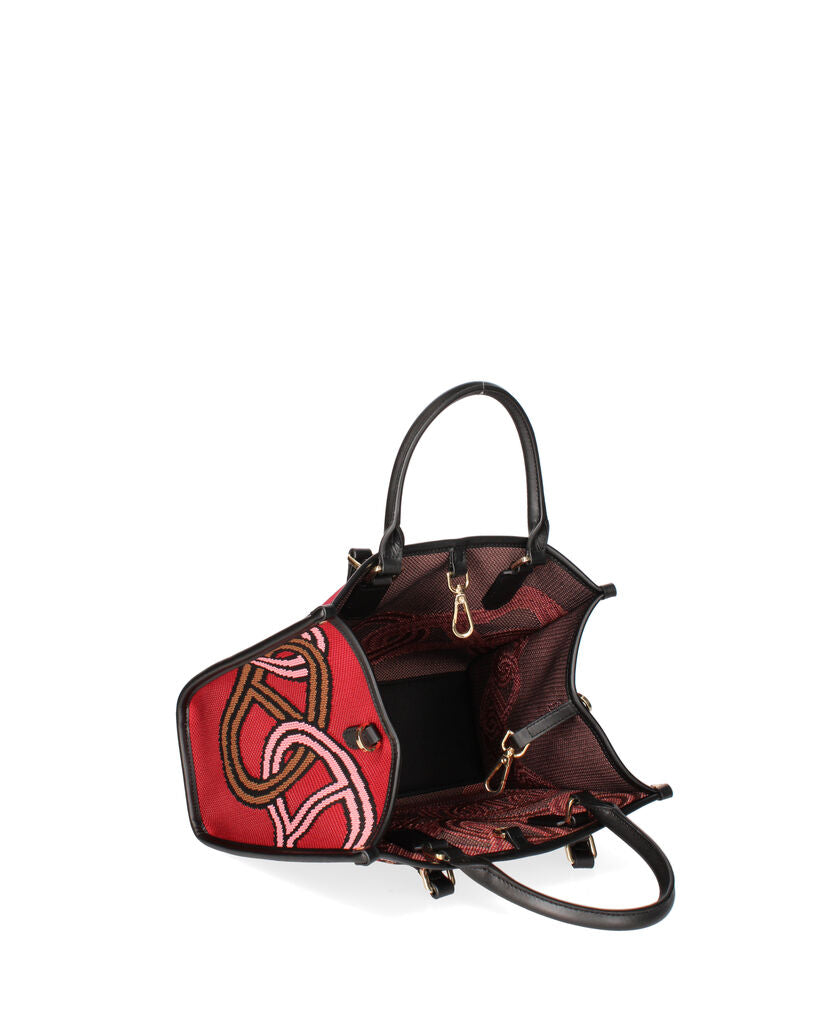 Red Abstract Tote Bag with Top Handles
