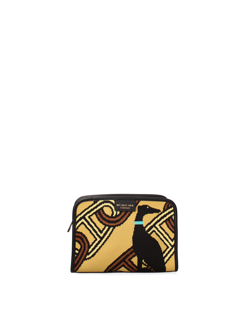 Yellow Geometric Canvas Pouch