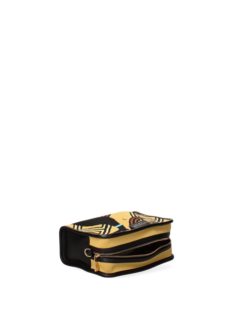 Yellow Geometric Canvas Pouch