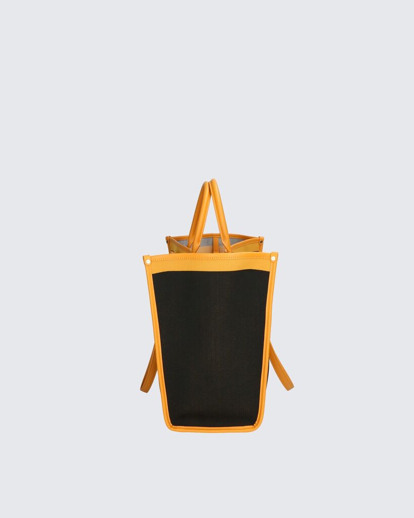Black Canvas Tote with Leather Trim