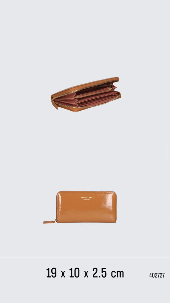 Ochre Glossy Zip-Around Wallet