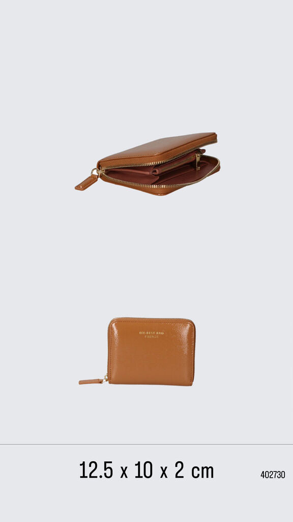 Tan Leather Zip-Around Wallet