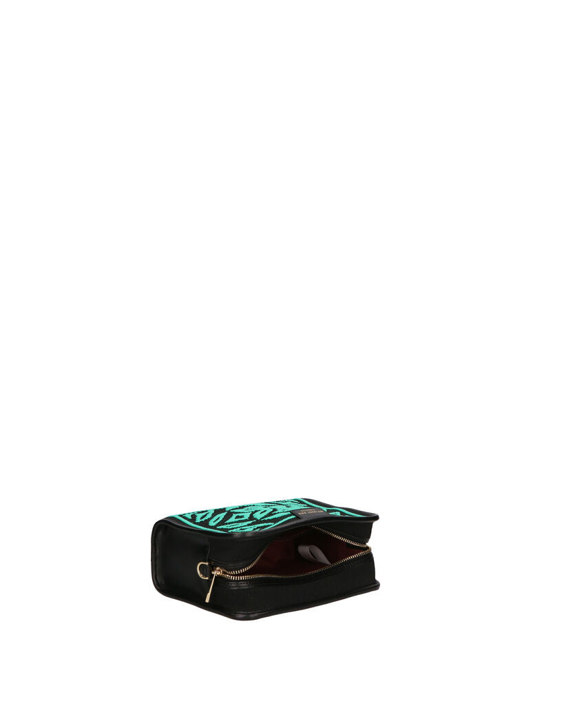Teal Geometric Embroidered Crossbody Bag