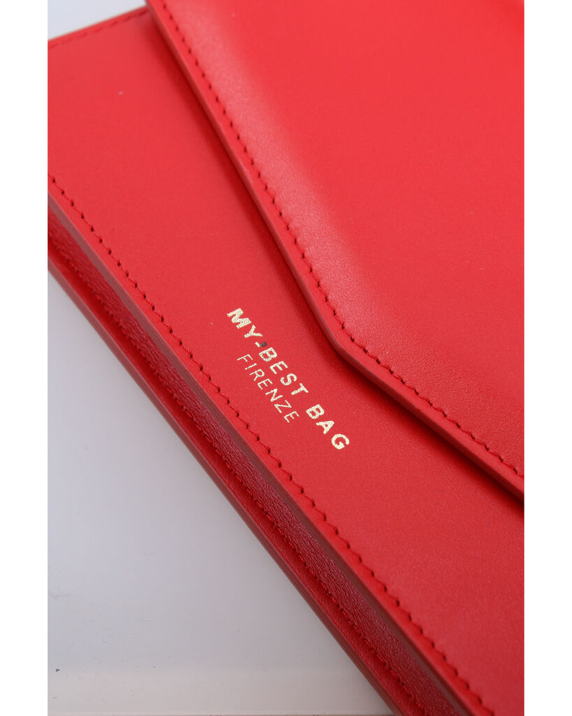 Red Envelope Clutch with Logo Detail