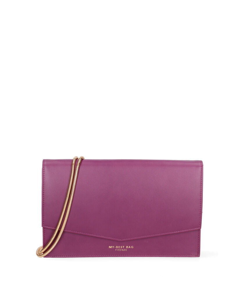 Violet Smooth Envelope Clutch with Subtle Branding