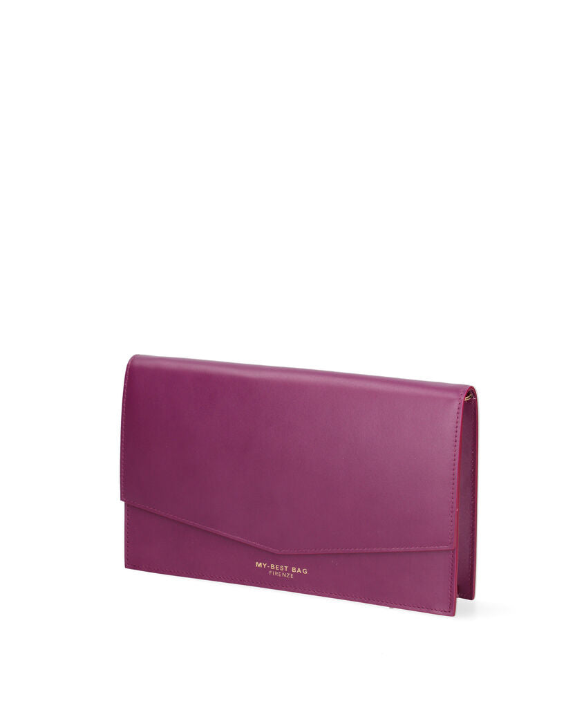 Violet Smooth Envelope Clutch with Subtle Branding