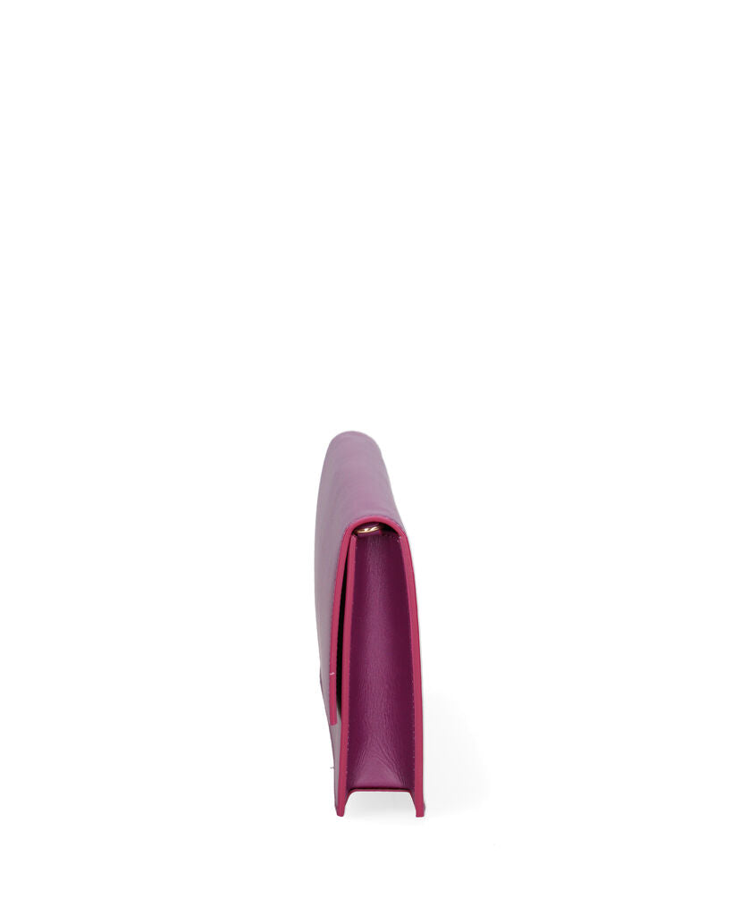 Violet Smooth Envelope Clutch with Subtle Branding