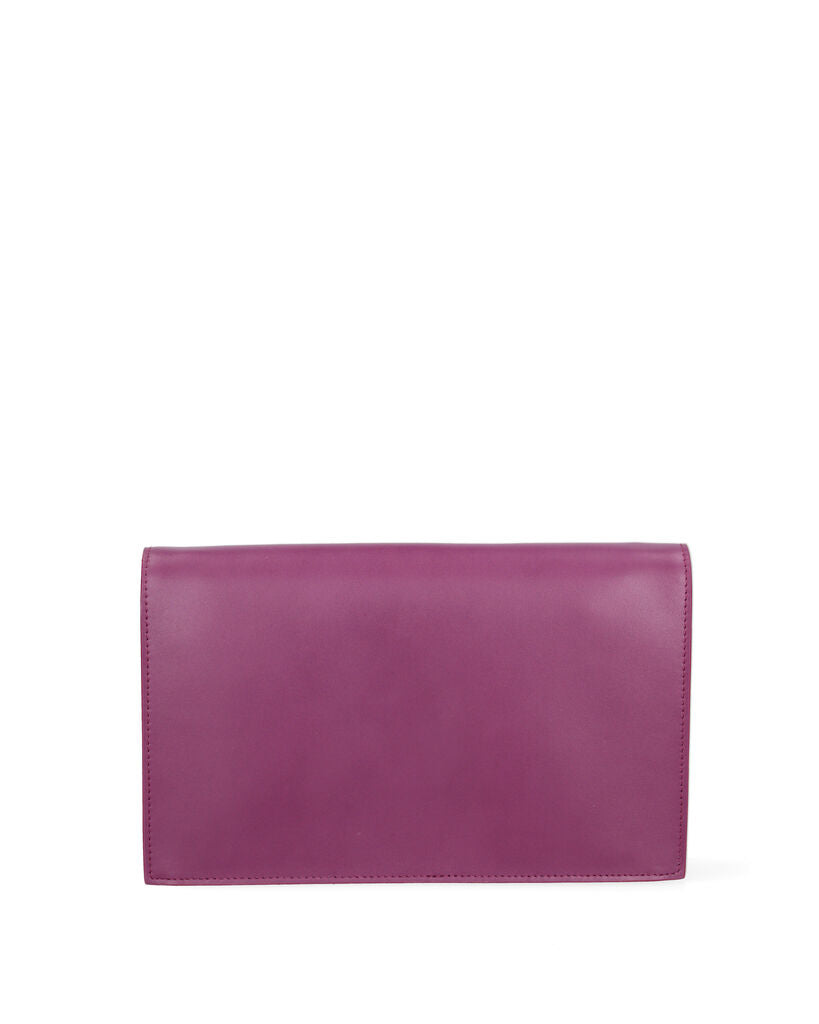 Violet Smooth Envelope Clutch with Subtle Branding