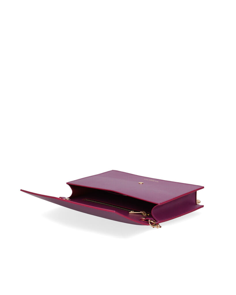 Violet Smooth Envelope Clutch with Subtle Branding
