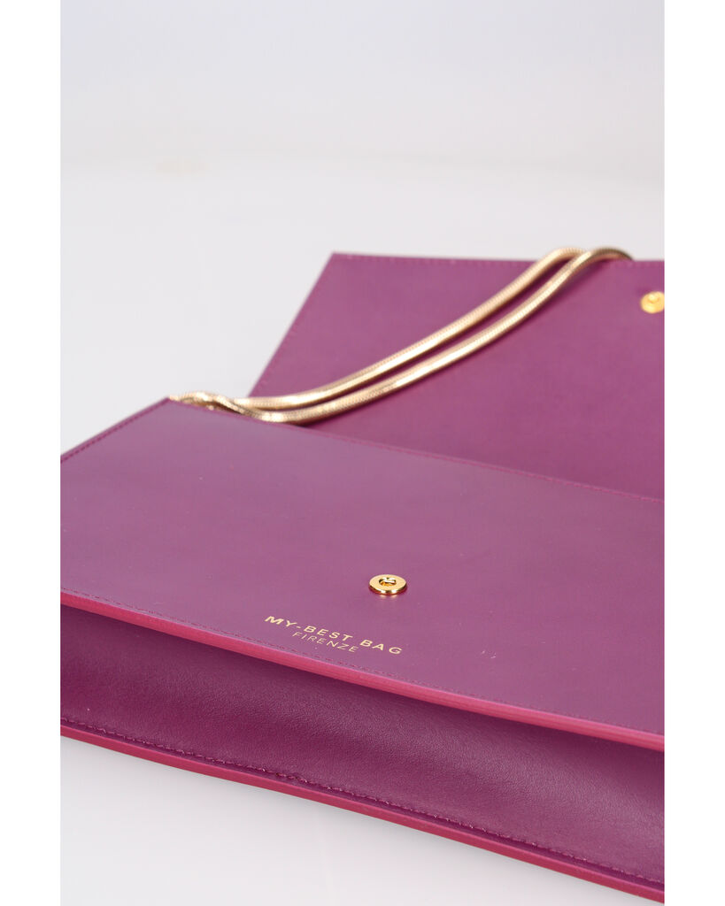 Violet Smooth Envelope Clutch with Subtle Branding