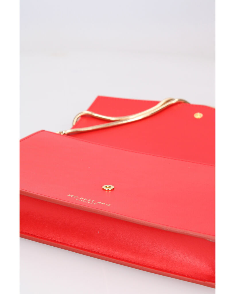 Red Structured Envelope Clutch with Sleek Design