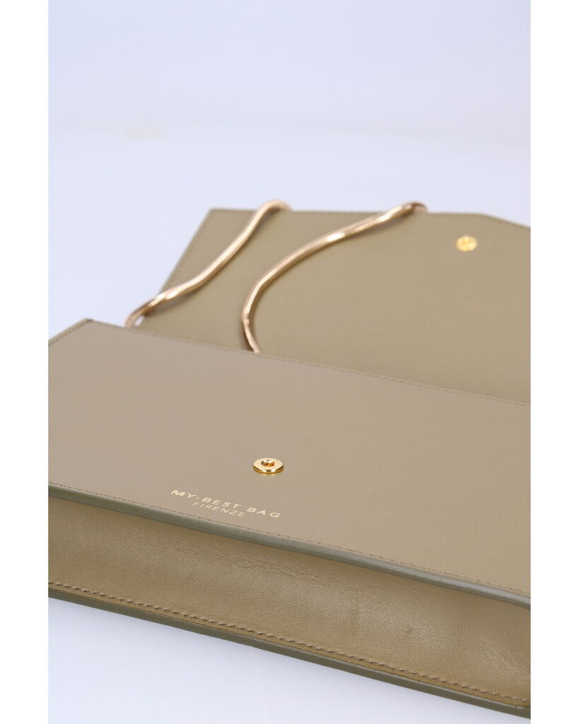 Tan Envelope Clutch with Subtle Logo