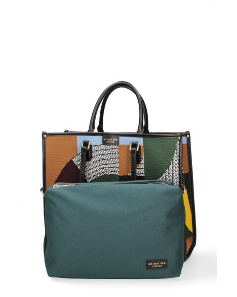 Multicolor Canvas Tote Bag with Rhino Design